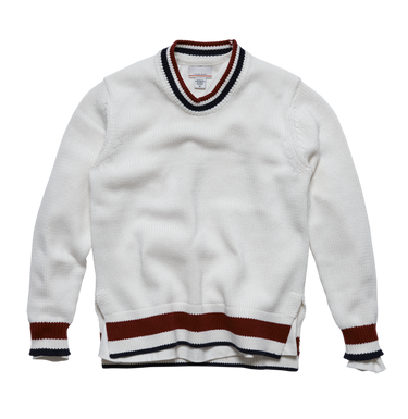 White with Maroon/Navy Stripe