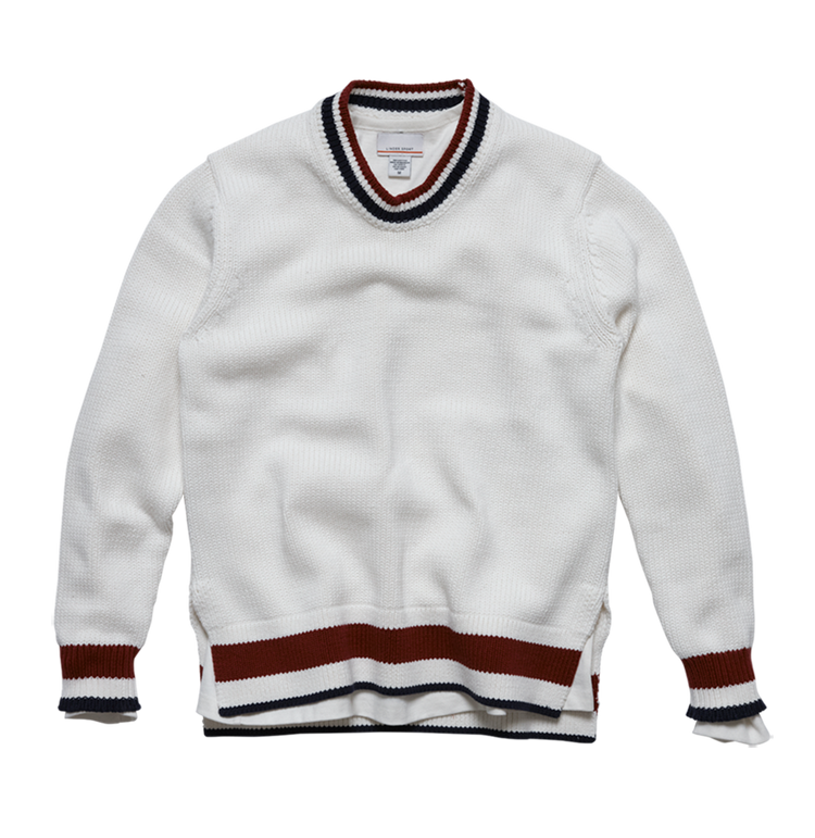 White with Maroon/Navy Stripe