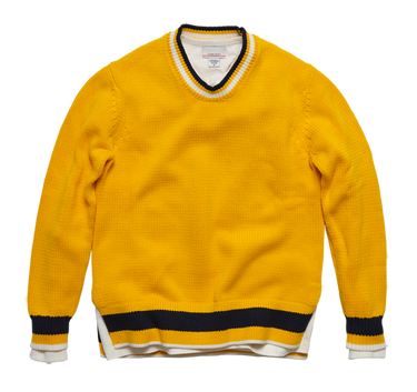 Yellow with Navy/White Stripe