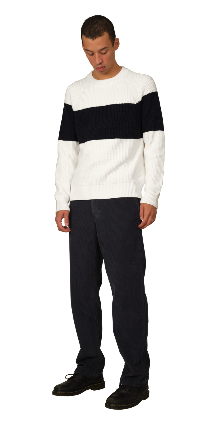 White/Navy Stripe