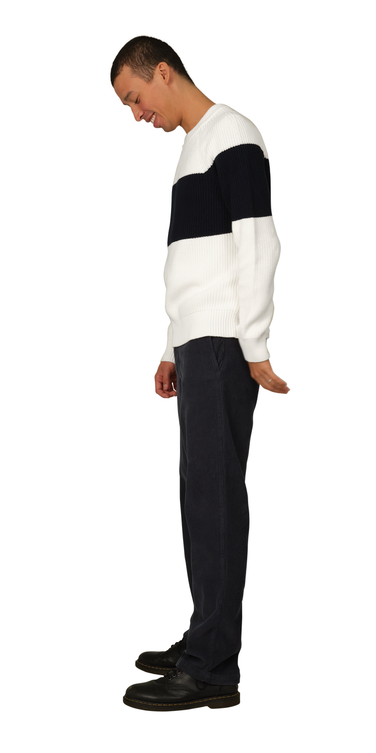 White/Navy Stripe